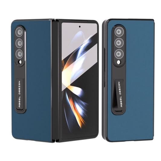 For Samsung Galaxy Z Fold4 5G Integrated Genuine Silky Soft ABEEL Black Edge Phone Case with Holder(Blue) - Galaxy Z Fold4 5G Cases by buy2fix | Online Shopping UK | buy2fix