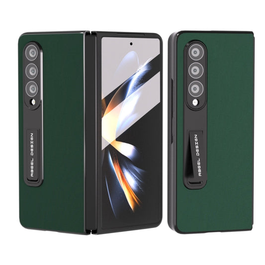 For Samsung Galaxy Z Fold4 5G Integrated Genuine Silky Soft ABEEL Black Edge Phone Case with Holder(Green) - Galaxy Z Fold4 5G Cases by buy2fix | Online Shopping UK | buy2fix