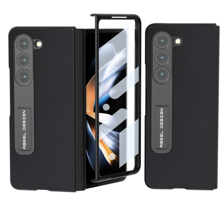 For Samsung Galaxy Z Fold5 ABEEL Integrated Genuine Silky Soft Black Edge Phone Case with Holder(Black) - Galaxy Z Fold5 Cases by buy2fix | Online Shopping UK | buy2fix