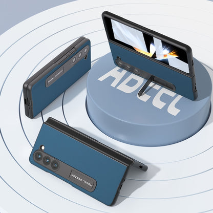 For Samsung Galaxy Z Fold5 ABEEL Integrated Genuine Silky Soft Black Edge Phone Case with Holder(Blue) - Galaxy Z Fold5 Cases by buy2fix | Online Shopping UK | buy2fix