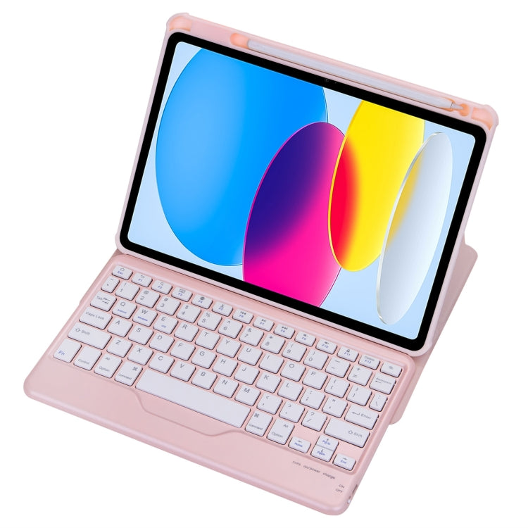 For iPad 10th Gen 10.9 2022 F10B 360 Rotation Acrylic Transparent Bluetooth Keyboard Leather Case(Pink) - Universal by buy2fix | Online Shopping UK | buy2fix