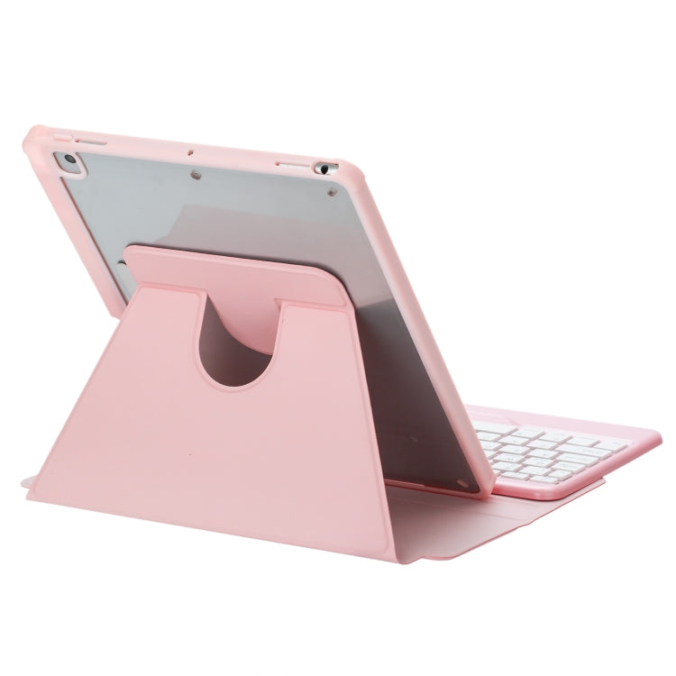 For iPad 10th Gen 10.9 2022 F10B 360 Rotation Acrylic Transparent Bluetooth Keyboard Leather Case(Pink) - Universal by buy2fix | Online Shopping UK | buy2fix