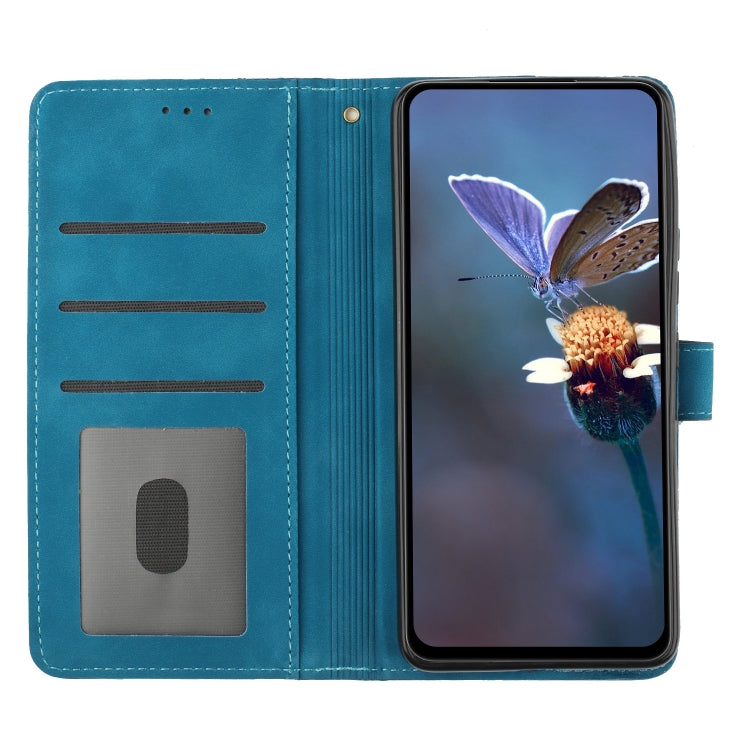 For OPPO Find X5 Flower Embossing Pattern Leather Phone Case(Blue) - OPPO Cases by buy2fix | Online Shopping UK | buy2fix