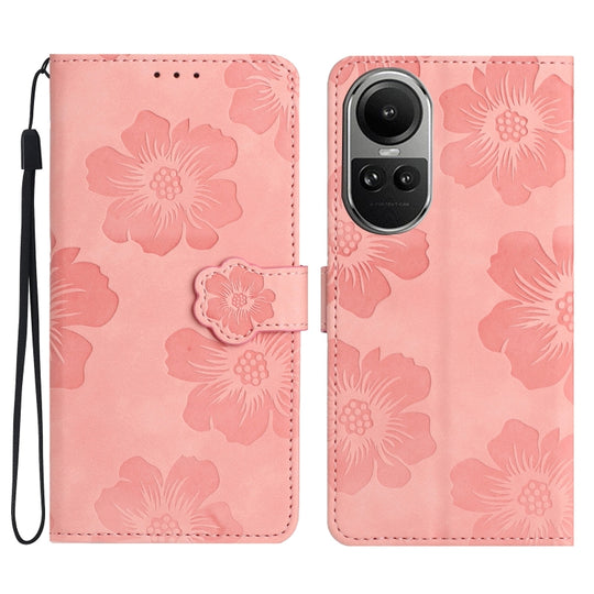 For OPPO Reno10 5G / Reno10 Pro 5G Global Flower Embossing Pattern Leather Phone Case(Pink)