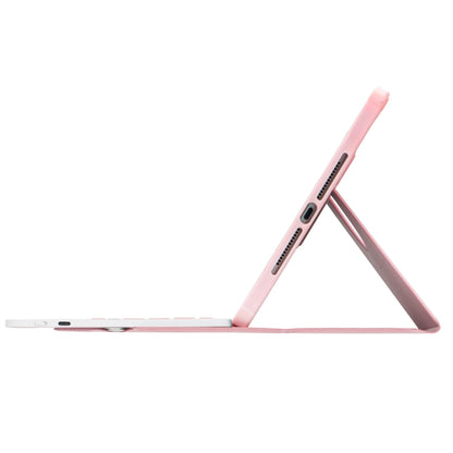 For iPad 11 2025 / 10th Gen 10.9 2022 F10B-A 360 Rotation Acrylic Transparent Bluetooth Keyboard Leather Case With Touch Control(Pink) by buy2fix