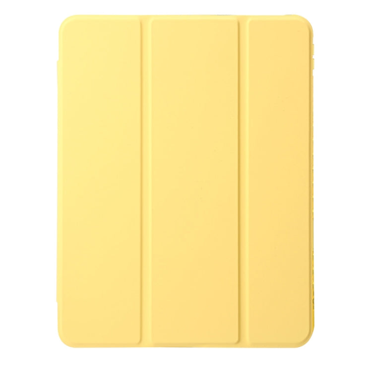 For iPad Air 11 2024 Clear Acrylic 3-Fold Leather Tablet Case(Yellow) - iPad Air 11 2024 Cases by buy2fix | Online Shopping UK | buy2fix