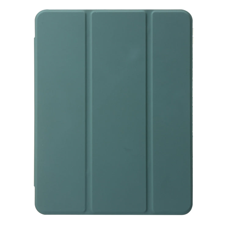 For iPad Air 13 2024 Clear Acrylic 3-Fold Leather Tablet Case(Dark Green) - iPad Air 13 2024 Cases by buy2fix | Online Shopping UK | buy2fix