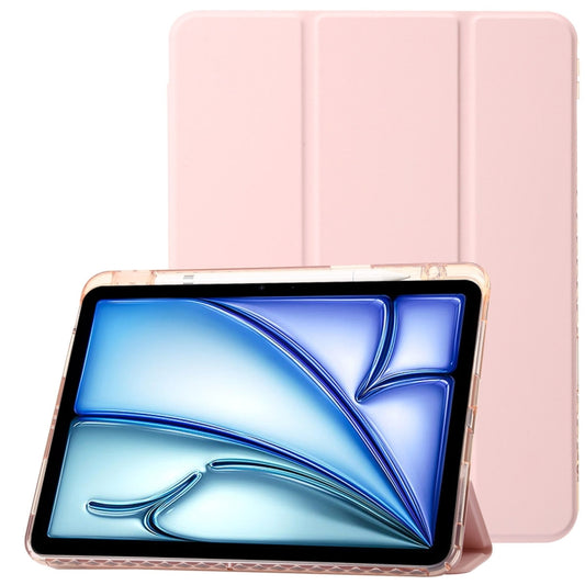 For iPad Pro 11 2025 / 2024 Clear Acrylic 3-Fold Leather Tablet Case(Pink) by buy2fix