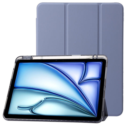 For iPad Pro 11 2025 / 2024 Clear Acrylic 3-Fold Leather Tablet Case(Lavender Purple) by buy2fix