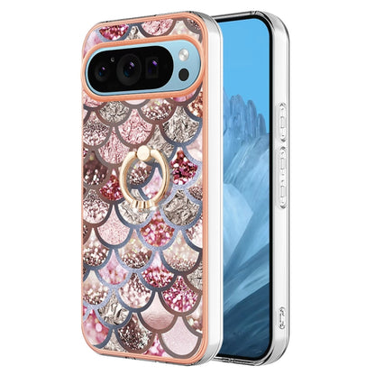 For Google Pixel 9 Pro XL Electroplating IMD TPU Phone Case with Ring(Pink Scales) by buy2fix