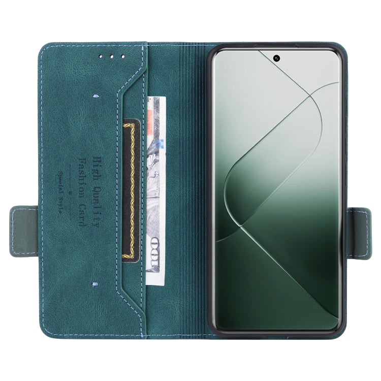 For Xiaomi 14 Pro Magnetic Clasp Leather Phone Case(Green) - 14 Pro Cases by buy2fix | Online Shopping UK | buy2fix