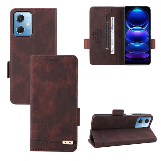 For Xiaomi Redmi Note 12 4G Magnetic Clasp Leather Phone Case(Brown)