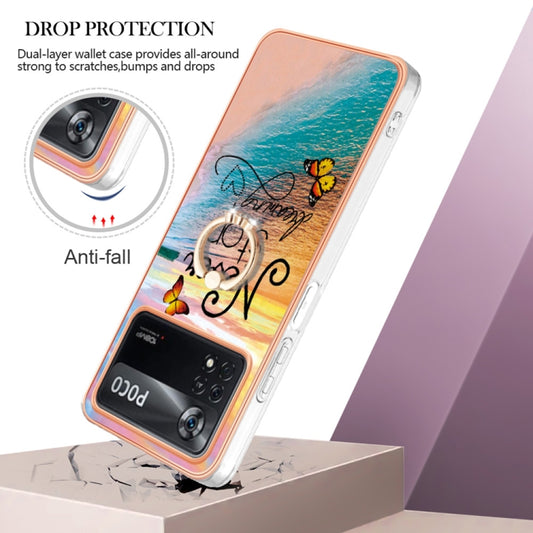 For Xiaomi Poco X4 Pro 5G Electroplating IMD TPU Phone Case with Ring(Dream Butterfly) by buy2fix