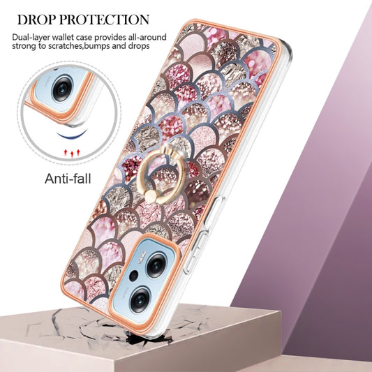 For Xiaomi Redmi Note 11T Pro/Note 11T Pro+ Electroplating IMD TPU Phone Case with Ring(Pink Scales) by buy2fix