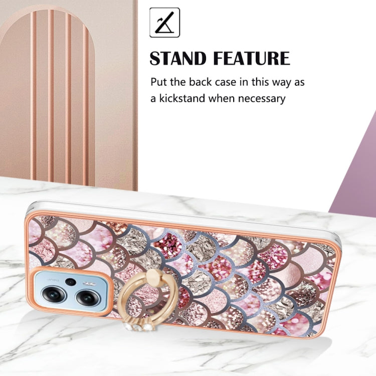 For Xiaomi Redmi Note 11T Pro/Note 11T Pro+ Electroplating IMD TPU Phone Case with Ring(Pink Scales) - Xiaomi Cases by buy2fix | Online Shopping UK | buy2fix