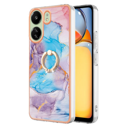 For Xiaomi Redmi 13C 4G Electroplating IMD TPU Phone Case with Ring(Blue Marble) - 13C Cases by buy2fix | Online Shopping UK | buy2fix