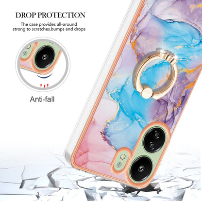 For Xiaomi Redmi 13C 4G Electroplating IMD TPU Phone Case with Ring(Blue Marble) - 13C Cases by buy2fix | Online Shopping UK | buy2fix