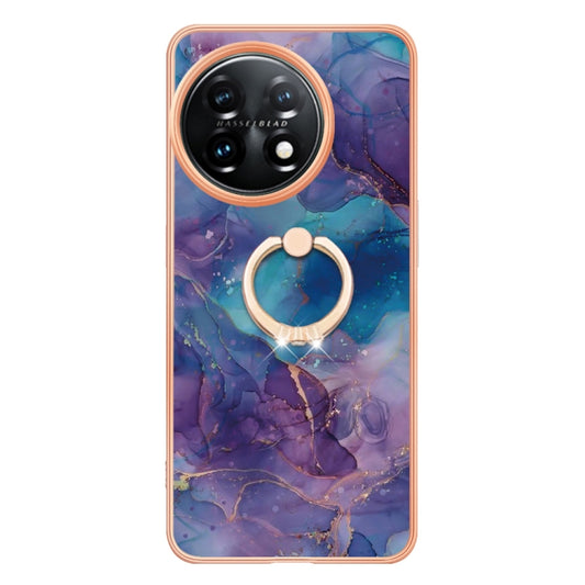 For OnePlus 11 Electroplating Marble Dual-side IMD Phone Case with Ring(Purple 016) by buy2fix