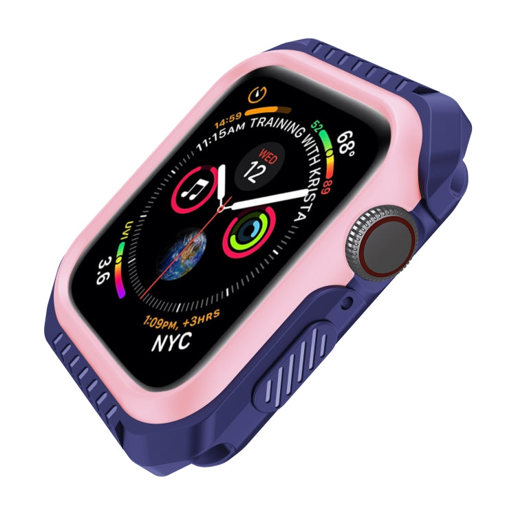 For Apple Watch Series 6 & SE & 5 & 4 44mm Shockproof Two Color Protective Case(Blue Pink) - Watch Cases by buy2fix | Online Shopping UK | buy2fix