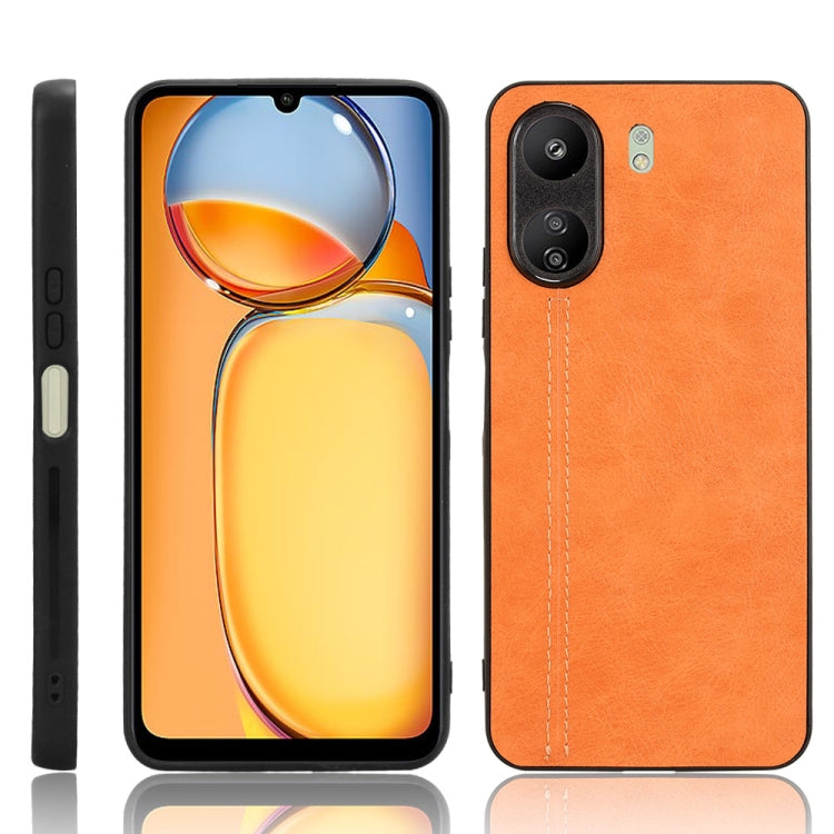 For Xiaomi Redmi 13C 4G / Poco C65 Sewing Cow Pattern Skin PC + PU + TPU Phone Case(Orange) - 13C Cases by buy2fix | Online Shopping UK | buy2fix