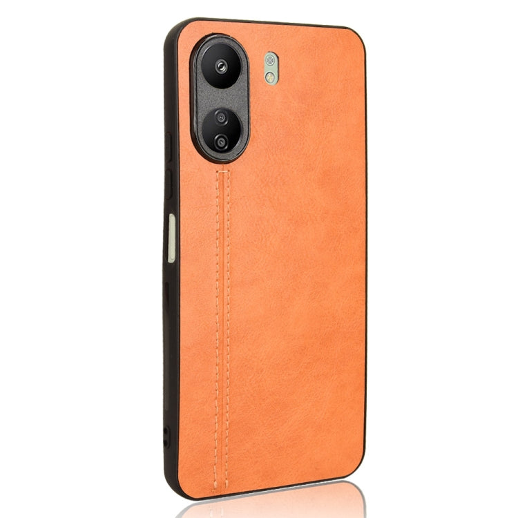 For Xiaomi Redmi 13C 4G / Poco C65 Sewing Cow Pattern Skin PC + PU + TPU Phone Case(Orange) - 13C Cases by buy2fix | Online Shopping UK | buy2fix