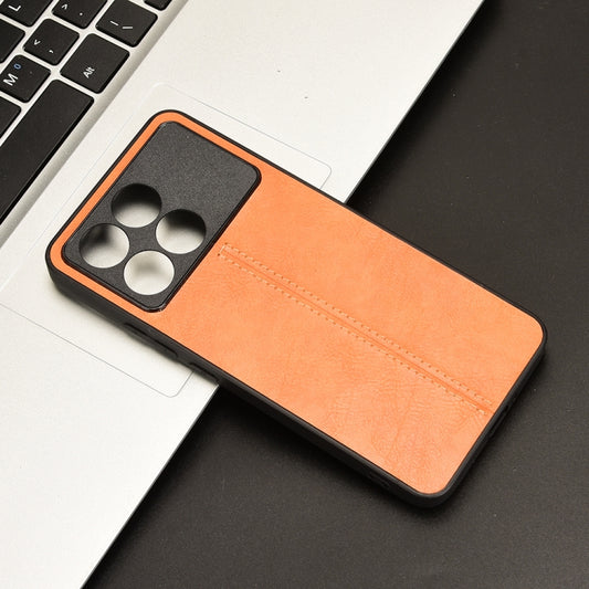 For Xiaomi Redmi K70 / K70 Pro Sewing Cow Pattern Skin PC + PU + TPU Phone Case(Orange) by buy2fix