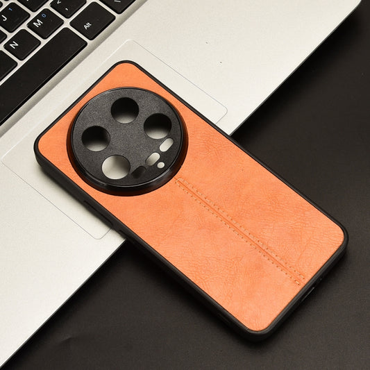 For Xiaomi 14 Ultra Sewing Cow Pattern Skin PC + PU + TPU Phone Case(Orange) by buy2fix