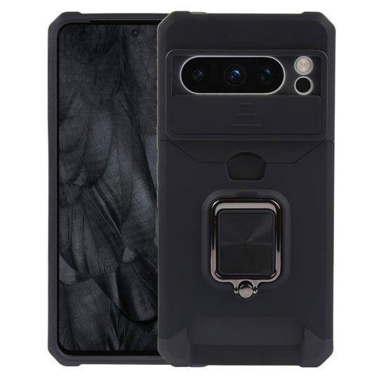 For Google Pixel 8 Pro Camera Shield Card Slot PC+TPU Phone Case(Black)