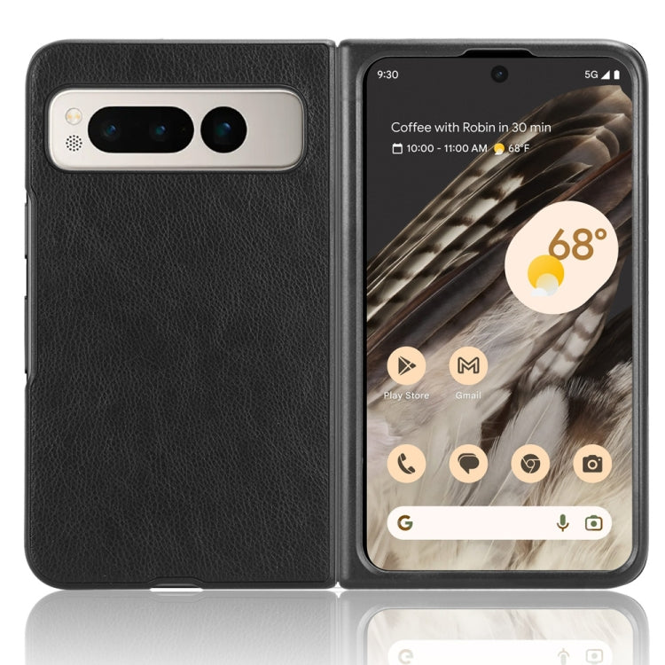For Google Pixel Fold Litchi Texture Back Cover Phone Case(Black) by buy2fix