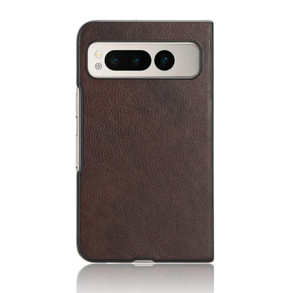 For Google Pixel Fold Litchi Texture Back Cover Phone Case(Brown) by buy2fix