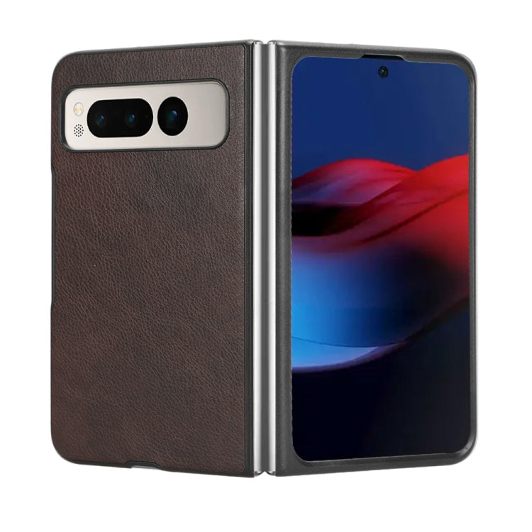 For Google Pixel Fold Litchi Texture Back Cover Phone Case(Brown) by buy2fix