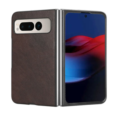 For Google Pixel Fold Litchi Texture Back Cover Phone Case(Brown) by buy2fix