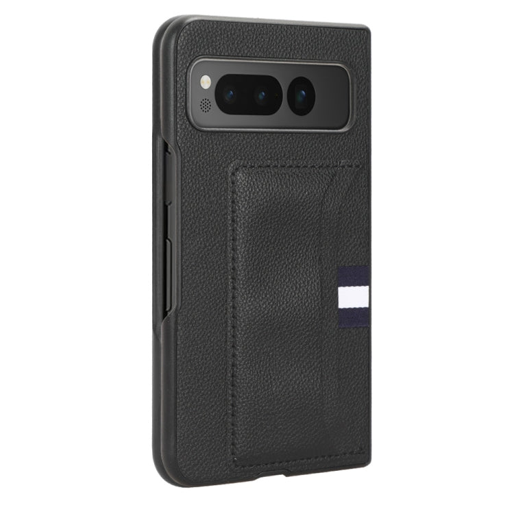 For Google Pixel Fold Litchi Texture Card Slots Back Cover Phone Case(Black) - Google Cases by buy2fix | Online Shopping UK | buy2fix