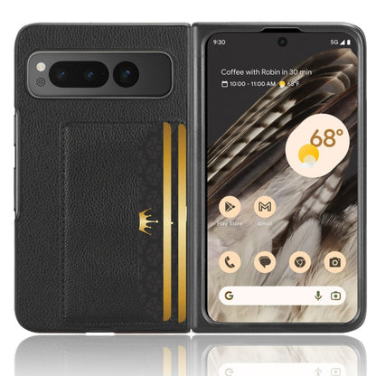 For Google Pixel Fold Litchi Texture Card Slots Back Cover Phone Case(Black) - Google Cases by buy2fix | Online Shopping UK | buy2fix