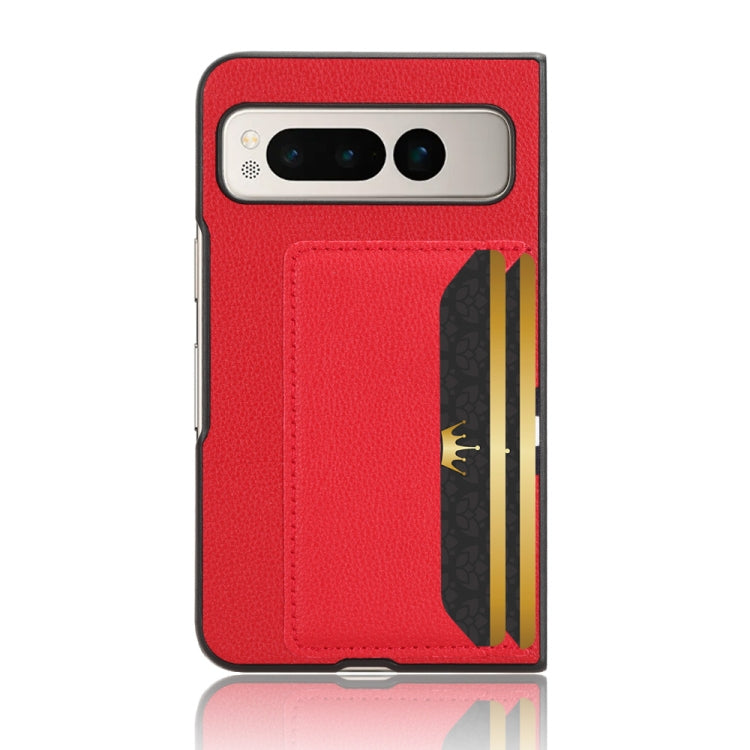 For Google Pixel Fold Litchi Texture Card Slots Back Cover Phone Case(Red) - Google Cases by buy2fix | Online Shopping UK | buy2fix