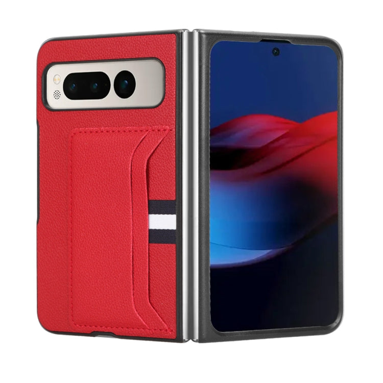 For Google Pixel Fold Litchi Texture Card Slots Back Cover Phone Case(Red) - Google Cases by buy2fix | Online Shopping UK | buy2fix