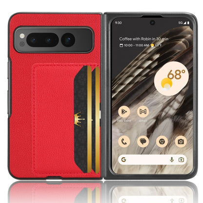 For Google Pixel Fold Litchi Texture Card Slots Back Cover Phone Case(Red) - Google Cases by buy2fix | Online Shopping UK | buy2fix