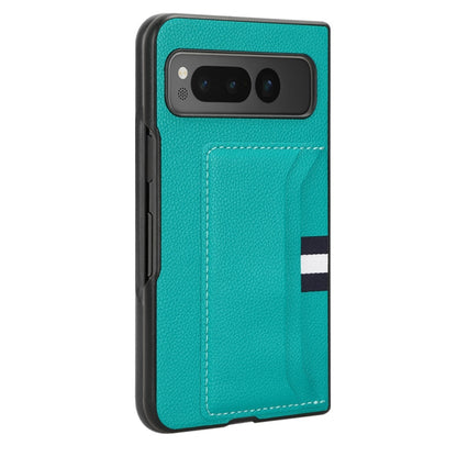 For Google Pixel Fold Litchi Texture Card Slots Back Cover Phone Case(Green) - Google Cases by buy2fix | Online Shopping UK | buy2fix