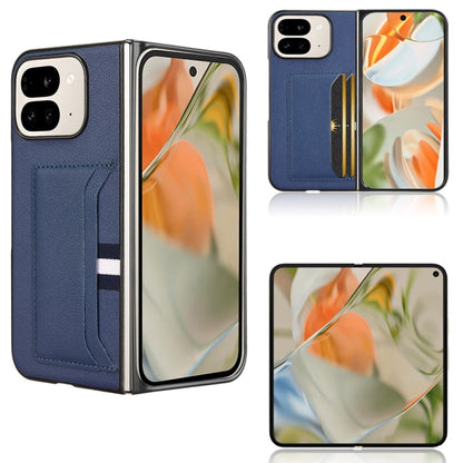 For Google Pixel 9 Pro Fold Litchi Texture Card Slots Back Cover Phone Case(Blue) by buy2fix