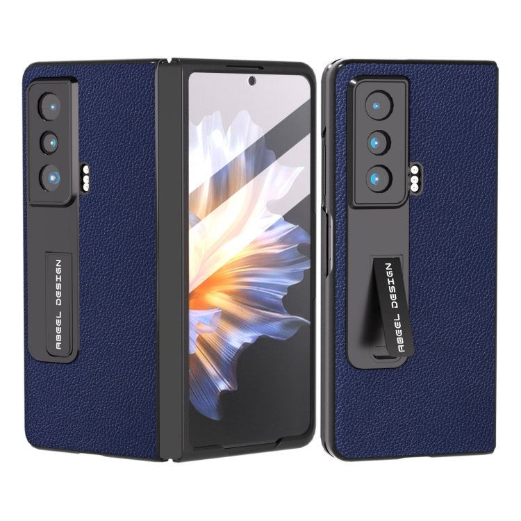 For Honor Magic Vs ABEEL Integrated Black Edge Genuine Leather Mino Phone Case with Holder(Royal Blue) - Honor Cases by buy2fix | Online Shopping UK | buy2fix