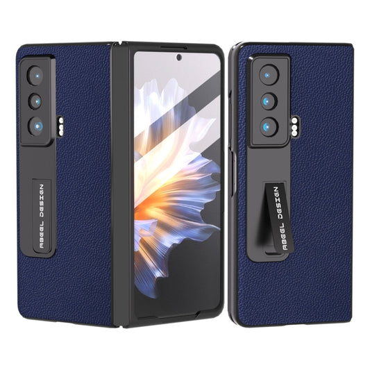 For Honor Magic Vs ABEEL Integrated Black Edge Genuine Leather Mino Phone Case with Holder(Royal Blue) - Honor Cases by buy2fix | Online Shopping UK | buy2fix