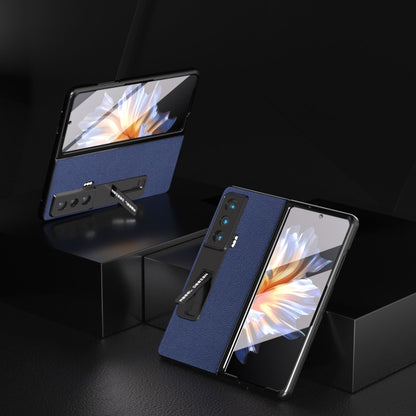 For Honor Magic Vs ABEEL Integrated Black Edge Genuine Leather Mino Phone Case with Holder(Royal Blue) - Honor Cases by buy2fix | Online Shopping UK | buy2fix