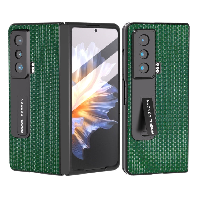 For Honor Magic Vs ABEEL Integrated Genuine Leather Luxury Series Phone Case with Holder(Night Green) - Honor Cases by buy2fix | Online Shopping UK | buy2fix