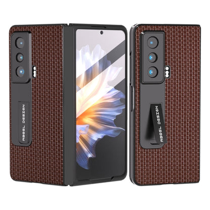 For Honor Magic Vs ABEEL Integrated Genuine Leather Luxury Series Phone Case with Holder(Coffee) - Honor Cases by buy2fix | Online Shopping UK | buy2fix