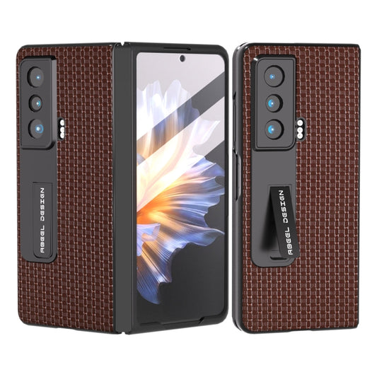 For Honor Magic Vs ABEEL Integrated Genuine Leather Luxury Series Phone Case with Holder(Coffee) - Honor Cases by buy2fix | Online Shopping UK | buy2fix