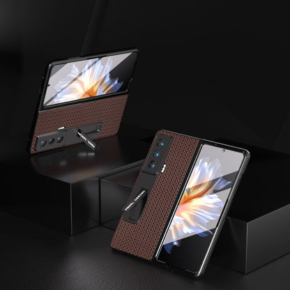 For Honor Magic Vs ABEEL Integrated Genuine Leather Luxury Series Phone Case with Holder(Coffee) - Honor Cases by buy2fix | Online Shopping UK | buy2fix