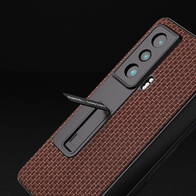 For Honor Magic Vs ABEEL Integrated Genuine Leather Luxury Series Phone Case with Holder(Coffee) - Honor Cases by buy2fix | Online Shopping UK | buy2fix