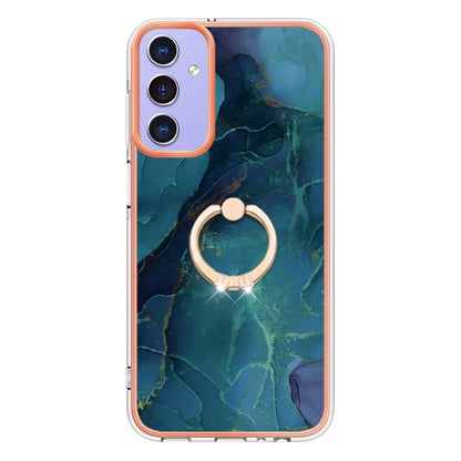 For Samsung Galaxy A15 5G Electroplating Marble Dual-side IMD Phone Case with Ring(Green 017) by buy2fix