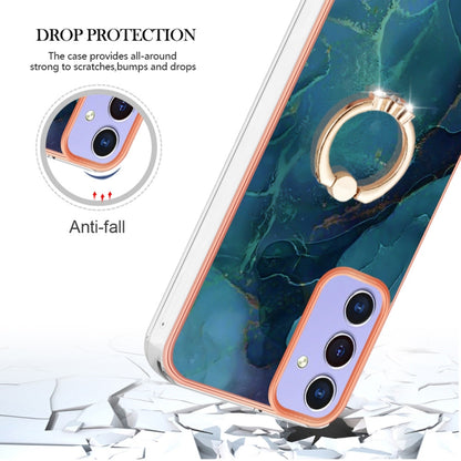 For Samsung Galaxy A15 5G Electroplating Marble Dual-side IMD Phone Case with Ring(Green 017) by buy2fix