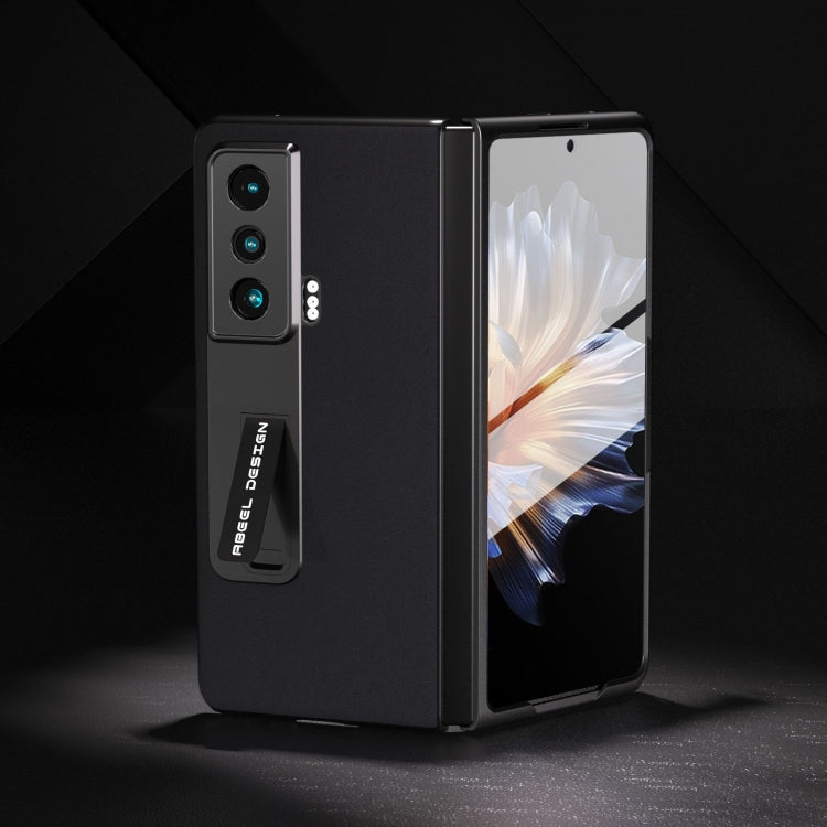 For Honor Magic Vs ABEEL Integrated Genuine Leather Silky Soft Phone Case with Holder(Black) - Honor Cases by buy2fix | Online Shopping UK | buy2fix